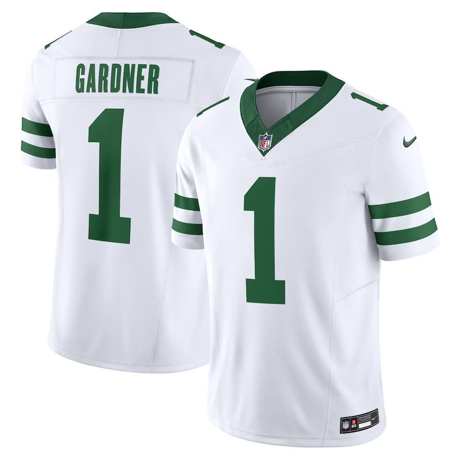 Men New York Jets #1 Ahmad Sauce Gardner Nike White Legacy Vapor F.U.S.E. Limited NFL Jersey